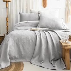 Saheser® Cuvertura bumbac jacquard 240x260cm + 2 fete de perna, Julia gri deschis