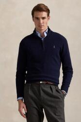 Ralph Lauren gyapjú pulóver sötétkék, félgarbó nyakú, 710876756 - sötétkék S
