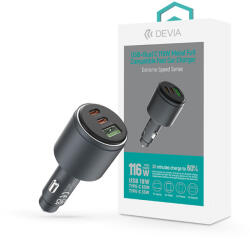 DEVIA Extreme Speed Series 65W PD+QC autós gyorstöltő USB+2xType-C - fekete (ST112780)
