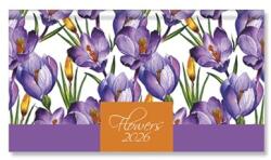 PÁTRIA Zsebnaptár 2026 heti fekvő Period Flowers Purple