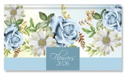 PÁTRIA Zsebnaptár 2026 heti fekvő Period Flowers Blue