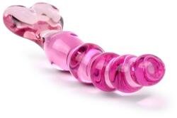 Pipedream Icicles No. 43 - gyöngyös, szíves üveg dildó (pink)