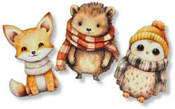 Nyomtatott dekorkarton - Rajzos őszi állatok ~7-8cm 3db/csomag - papelito