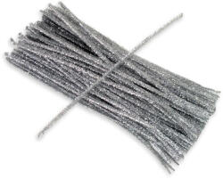 Csillámos zsenília drót - ezüst 100db/cs