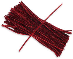 Csillámos zsenília drót - piros 100db/cs