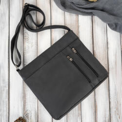 ABRUZZO Listonoszka damska skórzana czarna na ramię z kieszonkami Abruzzo ABR-22