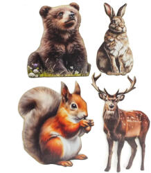 Nyomtatott dekorkarton - Őszi állatos válogatás (mókussal) 4db - papelito