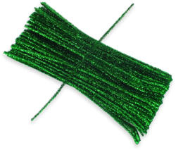Csillámos zsenília drót - zöld 100db/cs