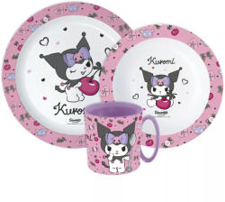  Hello Kitty Kuromi étkészlet, micro műanyag szett bögrével 390 ml (JVL22272) - oliviashop