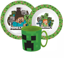  Minecraft Pixelcraft étkészlet, micro műanyag szett bögrével 390 ml (JVL22274) - oliviashop