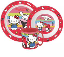  Hello Kitty And Friends étkészlet, micro műanyag szett bögrével 390 ml (JVL22271) - oliviashop