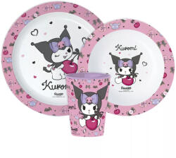  Hello Kitty Kuromi étkészlet, micro műanyag szett, pohárral 260 ml (JVL11176) - oliviashop
