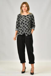 SHOPIKA Bluza asimetrica gri cu buline negre, cu aspect usor creponat Talie unica