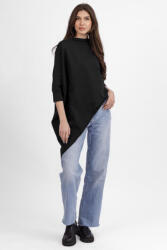 SHOPIKA Bluza neagra din jerseu bumbac, cu un colt lateral Talie unica
