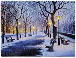 CQ-73 Világító ledes falikép téli fasor 30 cm X 40 cm