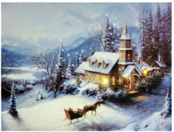 CQ-73 Világító ledes falikép templom 30 cm X 40 cm