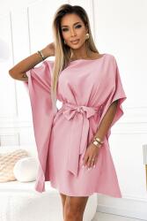 Numoco SOFIA pillangós ruha derékban nyakkendővel - púderrózsaszín