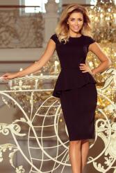 Numoco Elegáns ruha aszimmetrikus fodros 192-3 - fekete