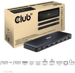 Club 3D Stație de andocare Club3D USB-C 12v1, 1xDP, 1xHDMI, 2xUSB-C, 4xUSB, 1xRJ45, neagră (CSV-1582)