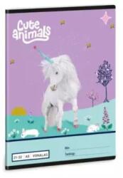 Ars Una Cute Animals: Unikornis mintás vonalas füzet - 4. osztálytól, A5