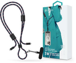 DEVIA Cable Pro5 Woven 27W PD Type-C/Lightning adat- és töltőkábel + nyakpánt 1.6m - kék