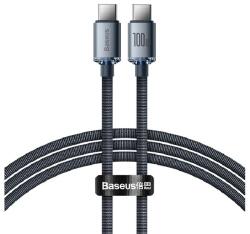 Baseus CRYSTAL SHINE adatkábel (Type-C - Type-C, 100W, PD gyorstöltő, 120cm, cipőfűző) FEKETE