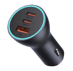 Baseus GOLDEN CONTACTOR PRO autós töltő USB+2 Type-C aljzat (65W, PD gyorstöltő) SÖTÉTSZÜRKE