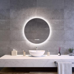 Welland Alpha LED tükör - fényerő + színhőfok állítás + páramentesítő + óra - Ø 70 cm