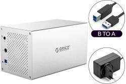 4 Bay HDD dokkolóállomás, szerszámmentes/forró-swap, USB3.0 5GBPS átviteli sebesség, 4 Bay EU dugó