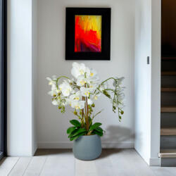  Műnövény dekoráció - orchidea - fehér - 83 cm (11899B)