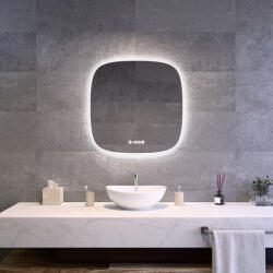 Welland Sidan LED tükör - fényerő + színhőfok állítás + páramentesítő + óra - 70 x 70 cm