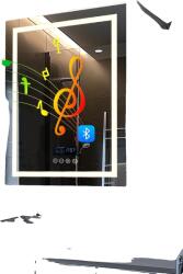  Megvilágított fürdőszoba tükör, Bluetooth hangszóró, három világítási lehetőség, Világosszürke