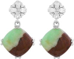  Ezüst Fülbevaló - Menta Krizopráz és Cirkónia - 20x12 mm