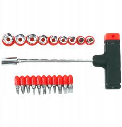 TOP TOOLS Csavarhúzófejek és dugókulcsok tartóval, 21 db-os készlet (39D385)