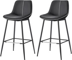 VASAGLE 2db VASAGLE bárszék készlet, ergonomikus ekobőr háttámlával, fém vázzal, 50x50x99 cm, fekete