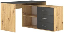 WIPMEB JULES íróasztal fiókokkal, választható jobb/bal sarokkal, artisan tölgy/antracit 5904804550462 (WM0036)
