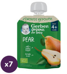 Gerber Organic bio gyümölcspüré körte, 4 hónapos kortól (7x80 g)