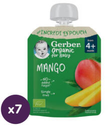 Gerber Organic bio gyümölcspüré mangó, 4 hónapos kortól (7x80 g)