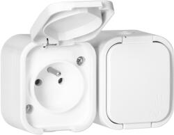 ORNO Prize dublă aplicată 2x2P+E, rezistentă la stropire cu capac B2, IP54, NT-6B2, albă (O-OR-OE-7806_W)