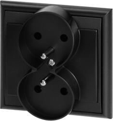 ORNO Priză dublă încastrată 2x2P+E Luna, 16A, 250V, PT-6LR, negru (O-OR-OE-7606_B)
