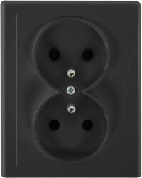 ORNO Priză dublă aplicată 2x2P+E Malta 16A, 250V, PT-6M, negru mat (O-FMS-106_B)