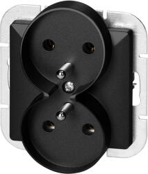 ORNO Priză dublă încastrată 2x2P+E Pearl, 16A, 250V, PT-6 PR, negru (O-OR-OE-7706_B)