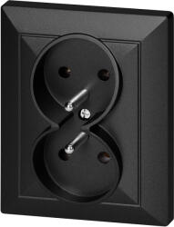 ORNO Priză dublă încastrată 2x2P+E Pearl, 16A, 250V, PT-6 P, negru (O-OR-OE-7706_K_B)