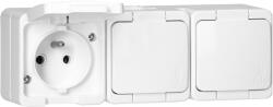 ORNO Priză triplă aplicată 3x2P+E, rezistentă la stropire cu capac, IP44, SMART, albă (O-NT-316_S_BIALY)