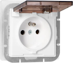 ORNO Priză modulară cu împământare, cu capac, rezistentă la intemperii, Pearl, 16A, 250V, PT-16PHL, albă (O-OR-OE-7705_WT)