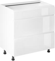 TEMPO KONDELA Alsószekrény, fehér/fehér extra magasfényű HG, AURORA D80S3