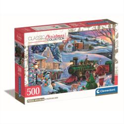 Clementoni Puzzle 500 db poszterrel Christmas Collection - Karácsonyi vonat (35566)