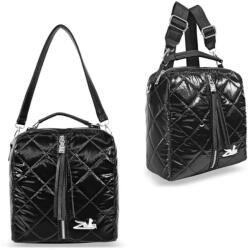 ZELLIA Női Hátizsák 22112 Fekete - Steppelt - Vízlepergetős - Ezüst K (ZLK-22112-90799617)