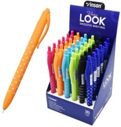 Vinson Golyóstoll nyomógombos 0, 7mm Vinson Look 3202 vegyes test displ 36 db/display (3202) - tonerpiac