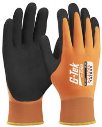  G-TEK Aquatek THERMO akril/poliészter, latex tenyérmártott munkavédelmi kesztyű fekete/narancs 11/XXL (GTEK-41-2310-EN-11)